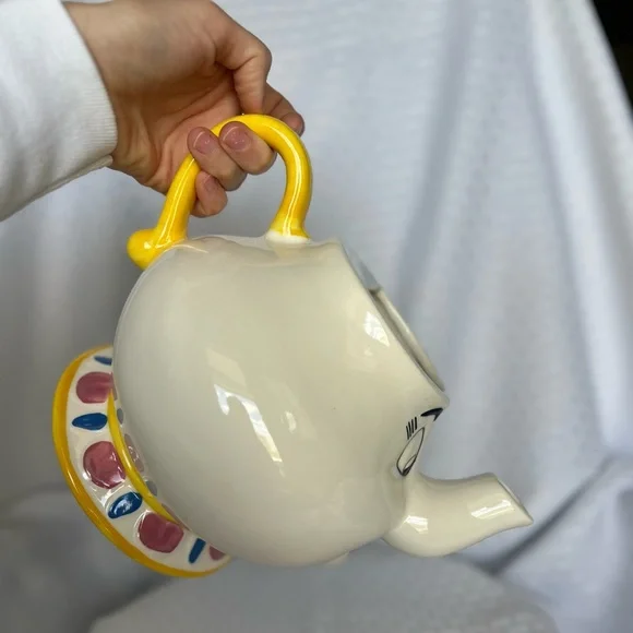NWT, Vtg Treasure Craft, Beauty & The Beast Mrs. Potts Teapot, A Pfaltzgraff Co.
